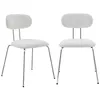 Image de Chaise décor bois courbé teinté chêne et tissu déperlant pieds métal chromé (lot de 2) ERIN