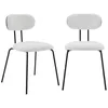 Image de 2 chaises décor bois courbé teinté noyer et tissu déperlant blanc. pieds métal noir mat - L 45 x P 55 x H 80cm - Erin