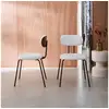 Image de 2 chaises décor bois courbé teinté noyer et tissu déperlant blanc. Pieds métal noir mat - l 45 x p 55 x h 80cm - erin