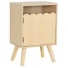 Image de Table de chevet enfant décor bois naturel 1 porte. pieds bois de pin - 34 x 23.5 x 52 cm - Azur