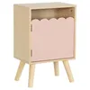 Image de Table de chevet enfant décor bois rose 1 porte. pieds bois de pin - 34 x 23.5 x 52 cm - Azur