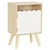Image de Table de chevet enfant décor bois blanc 1 porte. pieds bois de pin - 34 x 23.5 x 52 cm - Azur