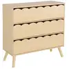 Image de Commode enfant décor bois naturel 3 tiroirs. Pieds bois de pin - 80 x 30 x 79 cm - azur