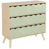 Image de Commode enfant décor bois vert 3 tiroirs. Pieds bois de pin - 80 x 30 x 79 cm - azur