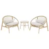 Image de Set de 2 fauteuils de jardin avec table acier et rotin NAROLA