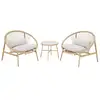Image de Set de 2 fauteuils de jardin avec table acier et rotin beige. 79x92x79cm - narola