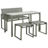 Image de Table de jardin encastrable acier et textilène + 4 assises kaki 125cm - Tavena