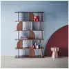 Image de Etagère. Bibliothèque exotique décor bois noyer 5 niveaux. Séparateurs courbés - alva