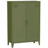 Image de Commode-armoire en métal kaki. 2 espaces de rangement. Casiers