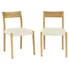 Image de Lot de 2 chaises bohème bois d'hévéa naturel et tissu. L 49.5 x p 53 x h 82cm - ella