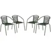 Image de Fauteuils de jardin structure métallique kaki et résine couleur naturelle. Traitement antirouille. Lot de 4 tonala