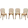 Image de Lot de 4 chaises vintage en bois avec assise et dossier en rotin. Coloris noyer. L 44.5 x p 48 x h 89.5cm