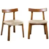 Image de Lot de 2 chaises scandinaves en bois dhévéa effet noyer et assise en corde beige