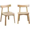 Image de Lot de 2 chaises scandinaves en bois d'hévéa naturel et assise en corde beige
