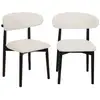 Image de Lot de 2 chaises en bois d'hévéa noir et tissu bouclette blanc crème