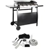 Image de (Plancha gaz 4 brûleurs inox 10kW avec chariot et ustensiles PLANCHA PORTHOS 4 BRÛLEURS