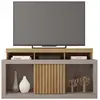 Image de Meuble Tv 55 Pouces Chêne Et Gris 1 Porte 6 Roulettes L 136 H 74 P 39 Cm