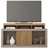 Image de Meuble tv 55 pouces chêne et gris 1 porte 6 roulettes l 136 h 74 p 39 cm 8002000089139
