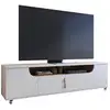 Image de Meuble tv 75 pouces blanc et chêne 4 portes 8 niches roulettes l 200 h 55 p 38 cm 1890Q0111A2