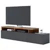 Image de Meuble tv bar 70 pouces chêne et anthracite 3 portes 6 niches l 210 h 50.6 p 45.3 cm 1883Q0591A2