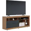 Image de Meuble tv 65 pouces chêne et anthracite 2 portes 6 niches roulettes l 160 h 68 p 37.4 cm 1880Q0591A2