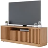 Image de Meuble Tv 70 Pouces Chêne 4 Portes 7 Niches 6 Roulettes L 180 H 61.4 P 42.8 Cm