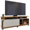 Image de Meuble tv 75 pouces chêne et blanc 2 portes 9 niches l 180 h 62 p 39.3 cm 1888A0760A2