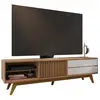 Image de Meuble tv 75 pouces chêne et blanc 1 porte 2 tiroirs 3 niches l 200 h 55.2 p 37.7 cm 1889A0760A2