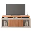 Image de Meuble tv 70 pouces chêne et blanc 2 portes coulis. L. 180 h 74 p 39.5 cm 8000200018473