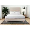 Image de Lit 160x200cm Avec Tête De Lit Tapissier Tissu Et Sommier Kit Beige Brun - Hauteur Totale : 29cm