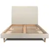 Image de Lit 180x200cm Avec Tête De Lit Tapissier Tissu Et Sommier Kit Beige Clair - Hauteur Totale : 29cm