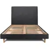 Image de Lit 200x200cm Avec Tête De Lit Tapissier Tissu Et Sommier Kit Noir - Hauteur Totale : 29cm