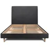 Image de Lit - SOMMEIL DE PLOMB - Tête de lit tapissier & sommier kit H29cm - 200x200 cm - Noir