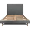 Image de Lit 200x200cm Avec Tête De Lit Tapissier Tissu Et Sommier Kit Gris Anthracite - Hauteur Totale : 29cm