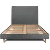 Image de Lit 200x200cm avec tête de lit tapissier tissu et sommier kit anthracite - Hauteur totale : 29cm