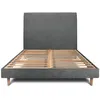 Image de Lit 180x200cm avec tête de lit tapissier tissu et sommier kit - Gris - Bois massif - Style Scandinave - Moderne