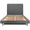 Image de Lit 160x200cm Avec Tête De Lit Tapissier Tissu Et Sommier Kit Gris Anthracite - Hauteur Totale : 29cm