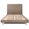 Image de Lit 140x190 - SOMMEIL DE PLOMB - Lit tapissier velours - Sommier kit à lattes H29cm - Tête de lit rembourrée H120 - Taupe