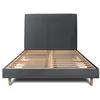 Image de Lit 160x200cm avec tête de lit tapissier velours et sommier kit anthracite - Hauteur totale : 29cm