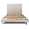 Image de Lit - SOMMEIL DE PLOMB - 160x200cm - Bois massif - Tête de lit tapissier velours - Sommier kit H29cm
