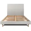 Image de Lit 140x200cm Avec Tête De Lit Tapissier Velours Et Sommier Kit Gris Clair - Hauteur Totale : 29cm