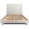 Image de Lit 160x200cm Avec Tête De Lit Tapissier Bouclette Et Sommier Kit Beige - Hauteur Totale : 29cm