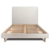 Image de Lit - Beige - 140x200cm - Tête de lit tapissier bouclette - Sommier kit - Structure en bois massif
