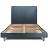 Image de Lit 200x200cm Avec Tête De Lit Tapissier Bouclette Et Sommier Kit Bleu - Hauteur Totale : 29cm