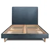 Image de Lit - Bouclette - Bleu - 200x200cm - Bois massif - Sommier kit