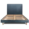 Image de Lit 160x200cm - Bouclette tapissier - Bois massif - Bleu