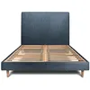 Image de Lit 140x200cm Avec Tête De Lit Tapissier Bouclette Et Sommier Kit Bleu - Hauteur Totale : 29cm