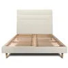 Image de Lit - SOMMEIL DE PLOMB - Lit tête de lit lignes tissu & sommier kit H29cm - 200x200 cm - Beige clair - Tête rembourrée