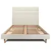 Image de Lit 200x200cm avec tête de lit lignes tissu et sommier kit beige clair - hauteur totale : 29cm Style & Harmonie