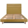 Image de Lit 140x200cm Avec Tête De Lit Lignes Tissu Et Sommier Kit Jaune - Hauteur Totale : 29cm